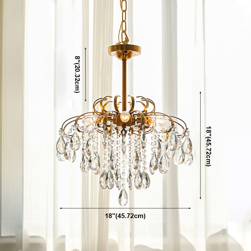 Traditional Chandelier Light Fixtures Multi-Head Crystal Suspension Pendant Lamps