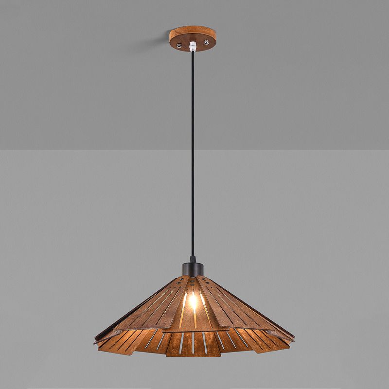 Nordic Wood Hanging Ceiling Light Modern Cone Suspension Lighting with 1 Light