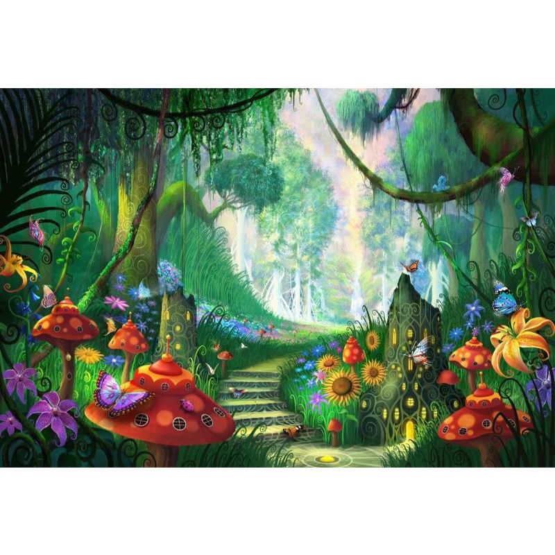 Green Wonderland Wall Mural Decal Moisture Resistant Kids Style Bedroom Wall Art