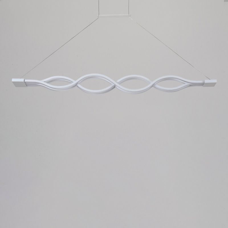 Acrylic White LED Island Light in Modern Concise Style Iron Linear Pendant Light for Dining Room