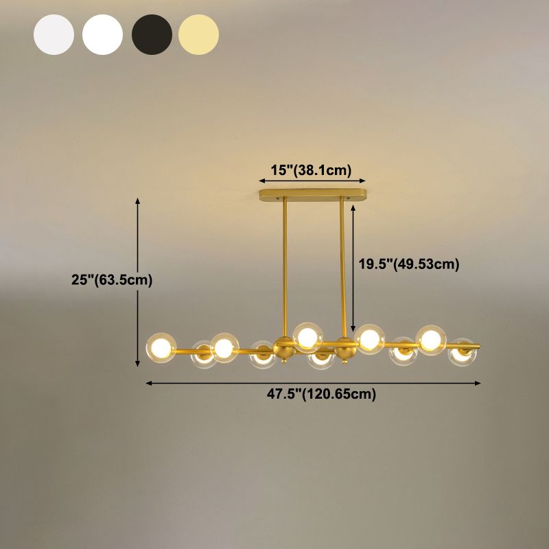 Glass Shade Island Light Fixture Contemporary Gold Suspension Light for Dining Room