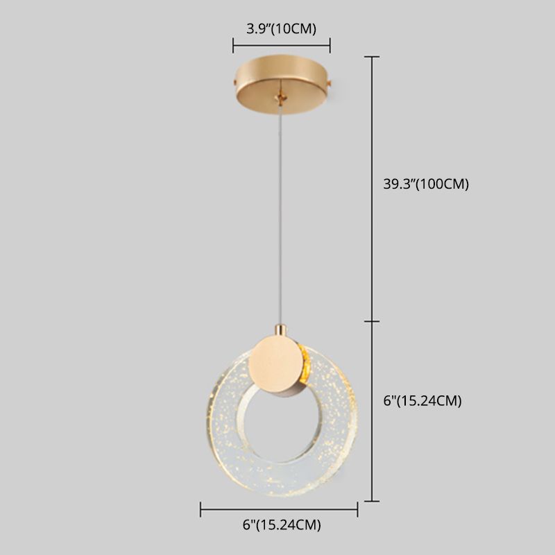 Circular Pendulum Lamp Simplicity Bubble Crystal Gold Pendant Light for Bedroom