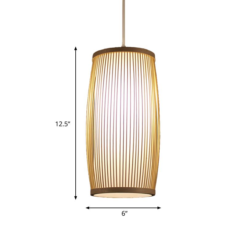 Zylinder Esszimmer Hanging Lampe Bambus modernes Hanglicht in Beige