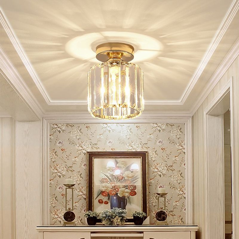 Modern Ceiling Light Minimalist Flush Mount Ceiling Light Fixture with Crystal Shade