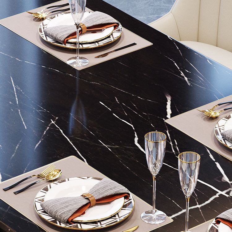 Dining Room Set Contemporary Marble Rectangle Table Black Dining Set with 4 Legs Base