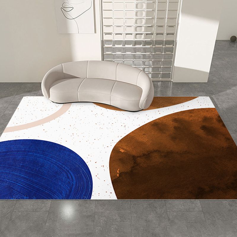 Contemporary Dark Brown Rug Polyester Rug Washable Rug for Living Room