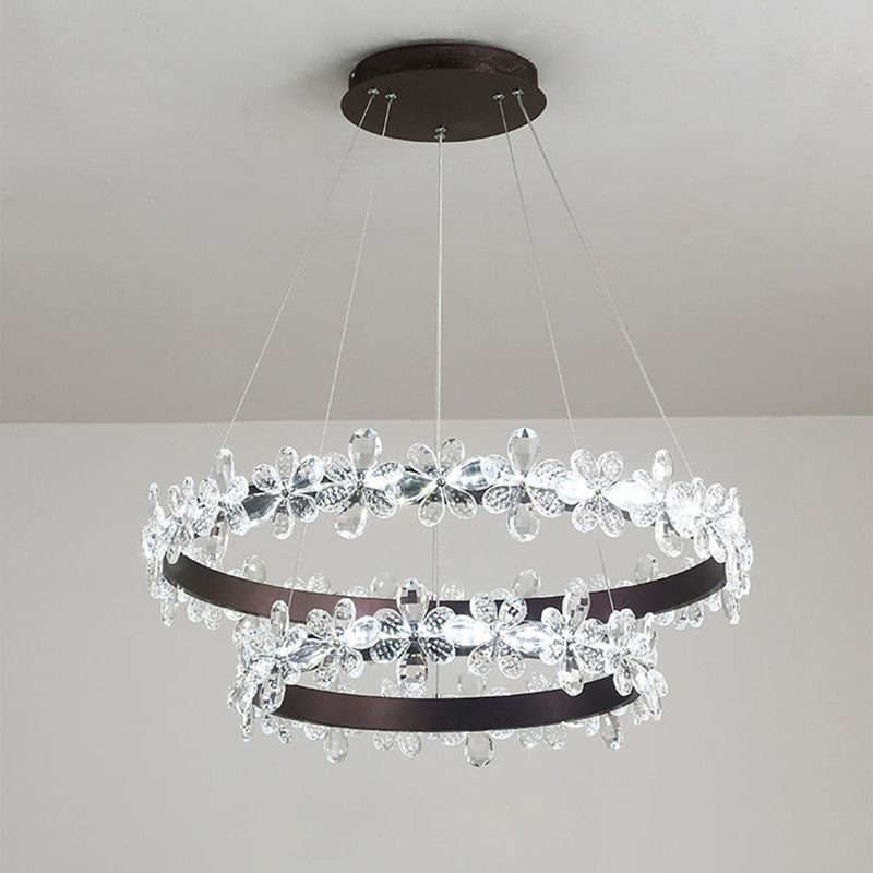 Lámpara circular de la escalera flores cristal