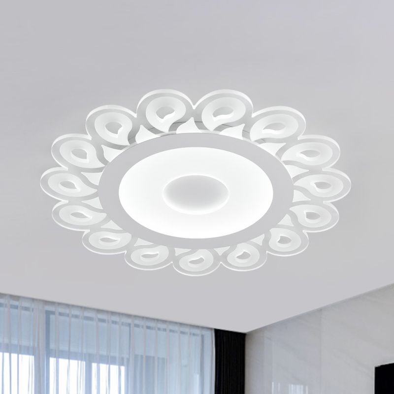 Lámpara de techo Circular acrílica moderna con patrón de caída, montaje empotrado LED para sala de estar en blanco, 16 "/19,5"/23,5 "de diámetro
