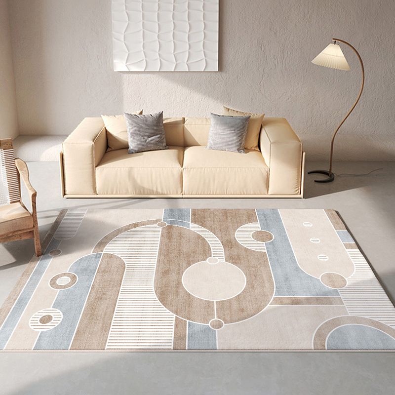 Camel Modern Rug Polyester Graphic Indoor Rug Washable Rug for Drawing Room