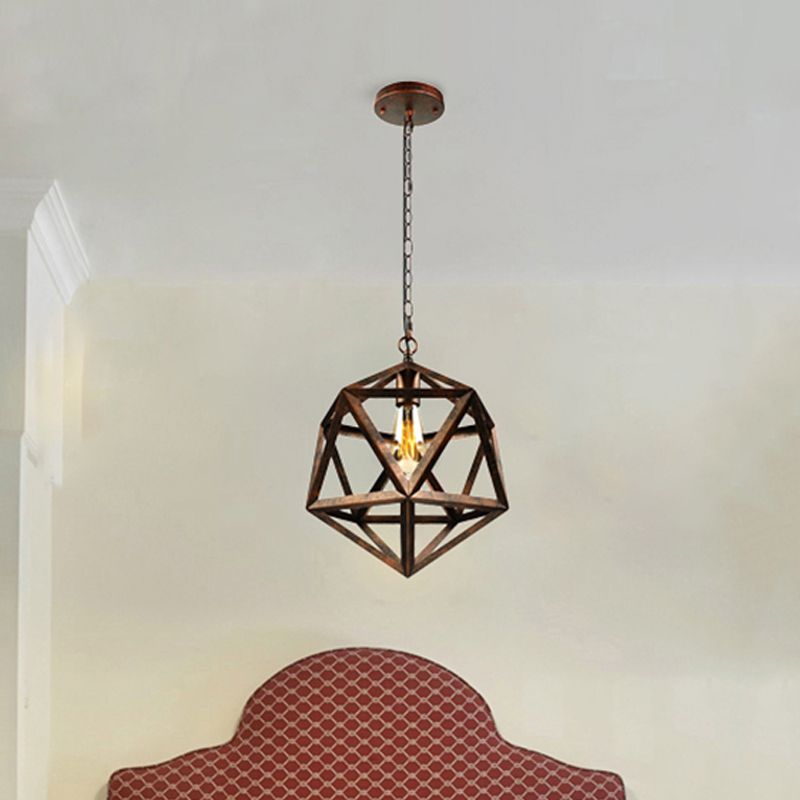 14 "/ 18" Dia Geométrique Métal Éclairage pendentif industriel 1 Bulbe Room Plafond Light in Black / Rust