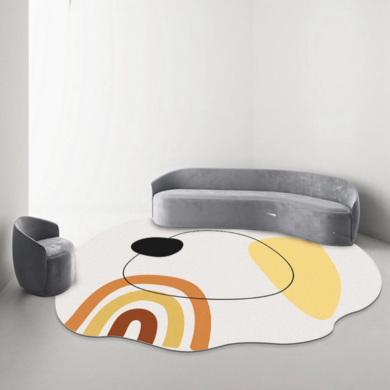 Yellow Simple Carpet Polyester Color Lump Carpet Washable Carpet for Living Room