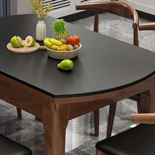 Contemporary Kitchen Dinner Table Wood Dining Table with Leaf Extension