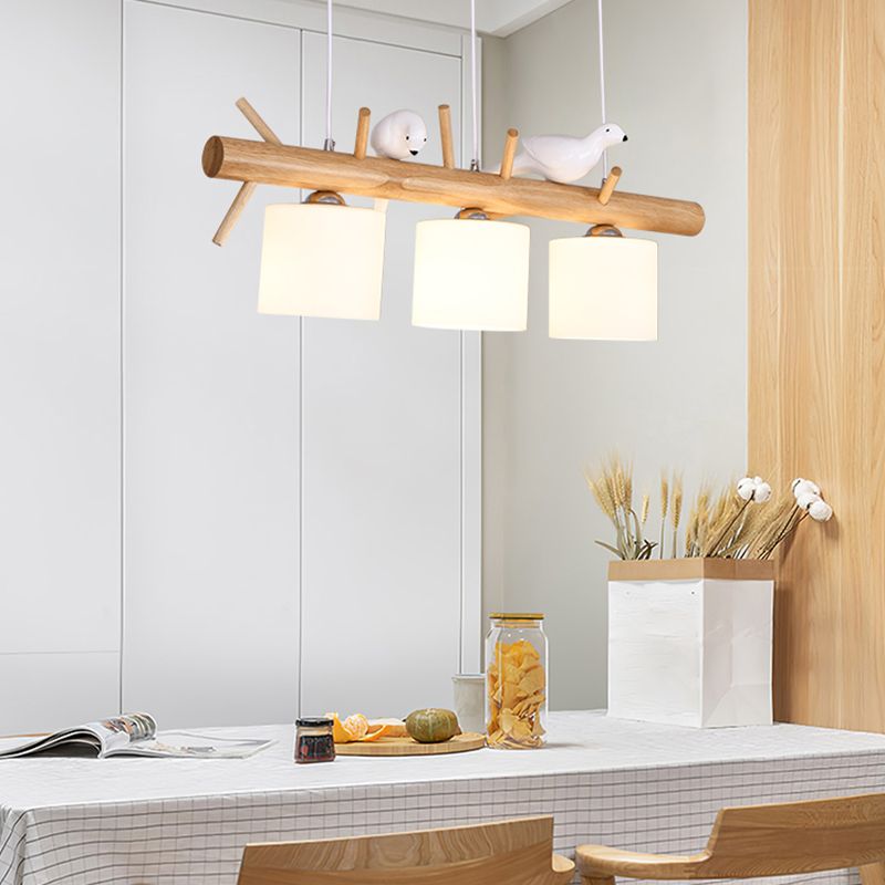 Modern Island Pendant Lamps Multi-Head Restaurant Hanging Light Fixtures with Glass Shade