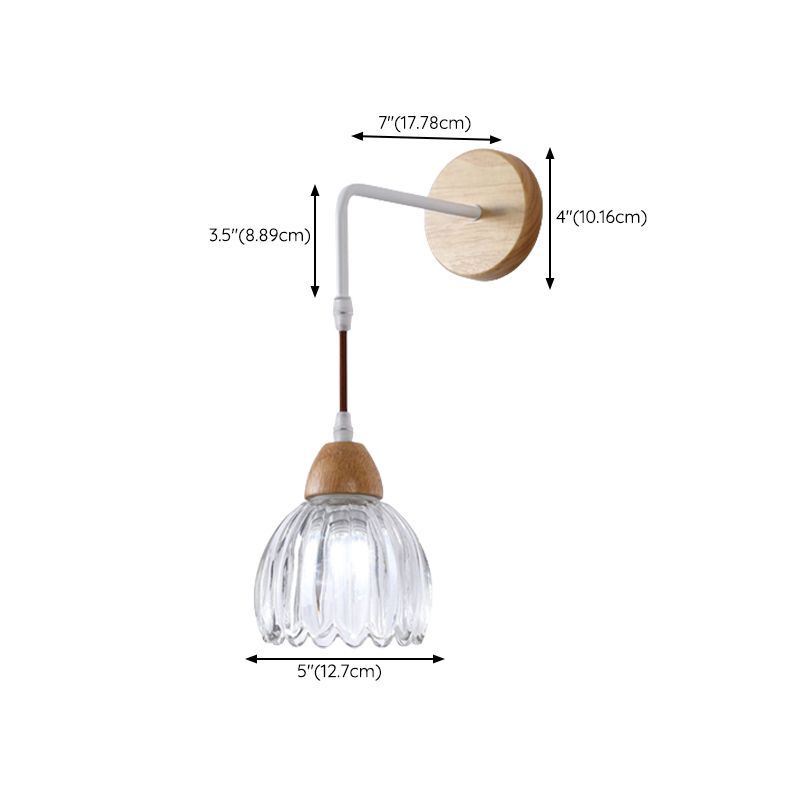 Japanese Style Wall Light Geometry Shape Wall Lamp with Glass Shade for Living Room