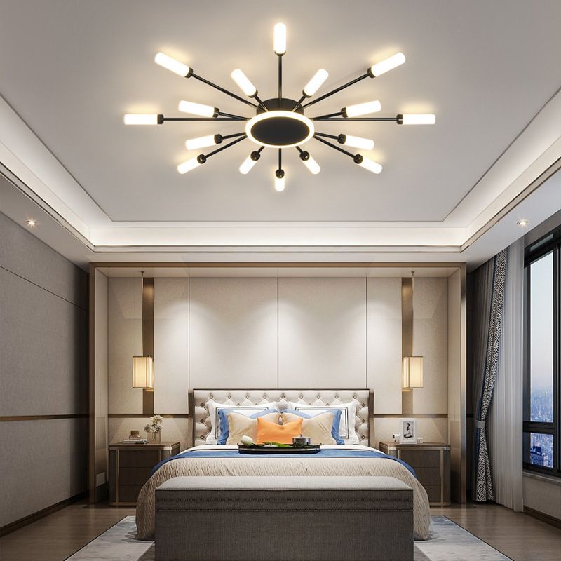 Moderne artistieke LED-plafondarmatuur IJzeren lineaire inbouw met acrylkap
