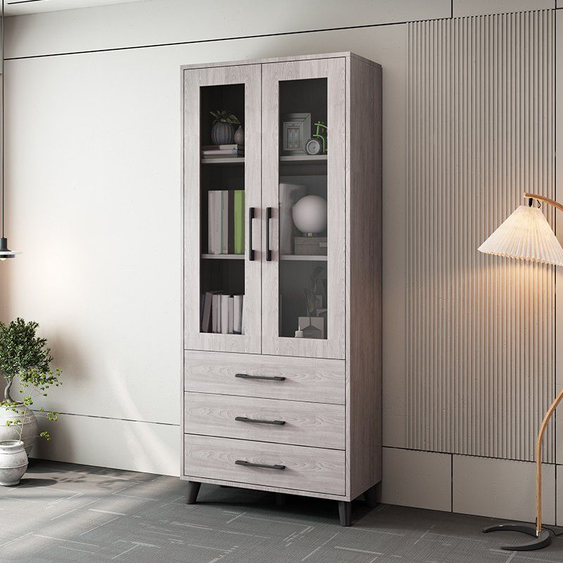 Modern Style Standard Bookcase Closed Back Bookshelf with Drawer Storage