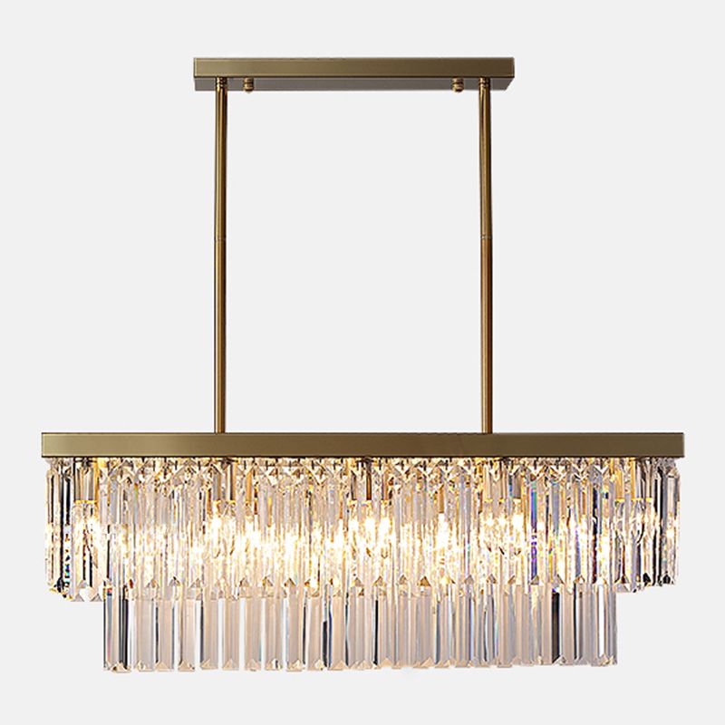 Rettangolo Crystal Island Pendant Light Minimalist Style Clear Island Flachture