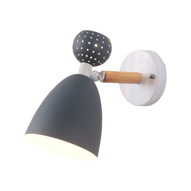 Contemporary Macaron Metal Wall Light Wood Lighting for Room Home