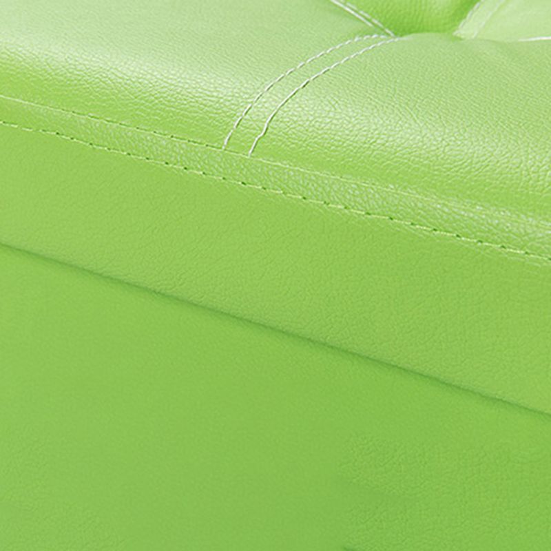 Contemporary Standard PU Leather Solid Color Square Ottoman with Storage