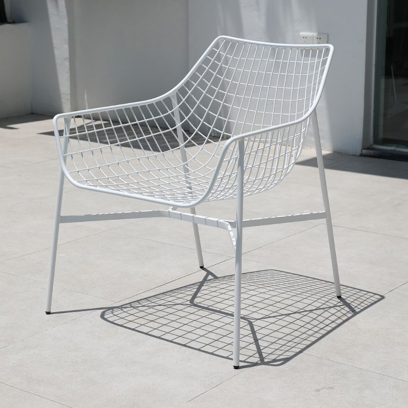 Industrial Dining Chairs Iron With Arm Open Back Outdoor Bistro Chairs