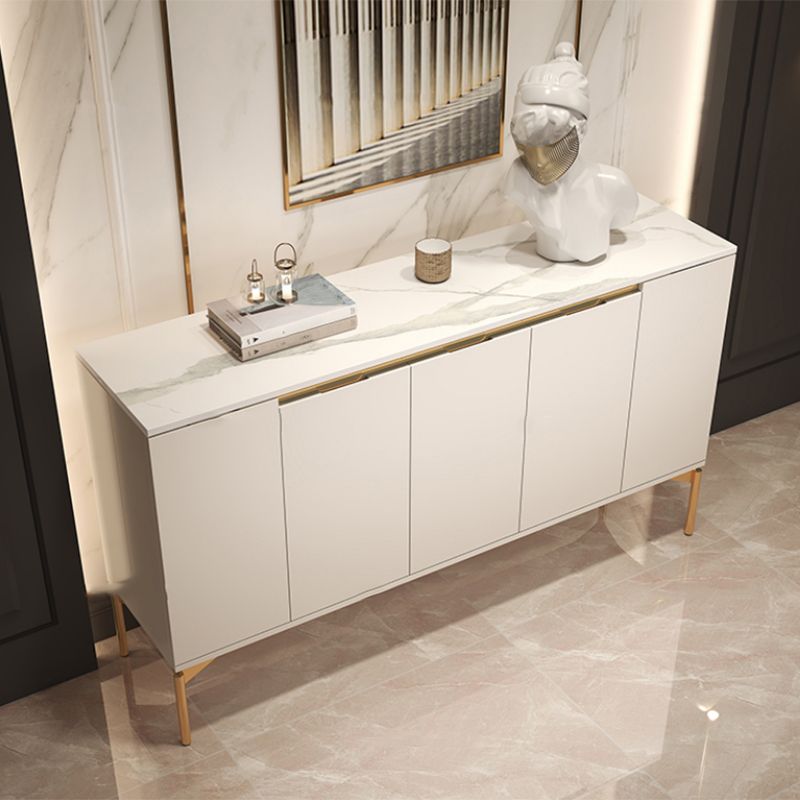 Contemporary Solid Wood Sideboard Cabinet with Drawers in White