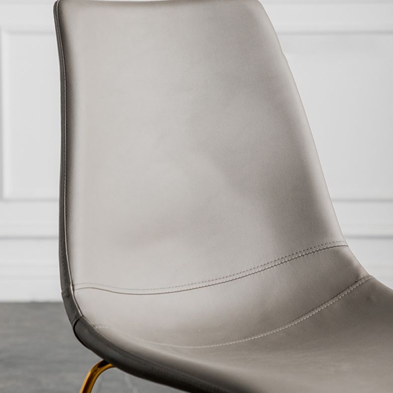 Scandinavian Design Solid Back Armless Dining Chairs Leather Dining Chairs