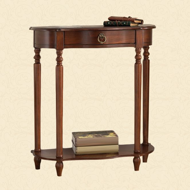 Victorian Rubber Wood End Table Free Form Console Sofa Table for Hall