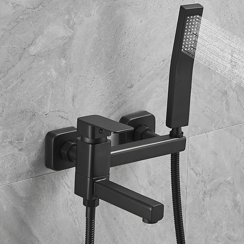 Copper Tub Filler Single Lever Handle Low Arc Swivel Wall Mount Tub Filler with Handshower