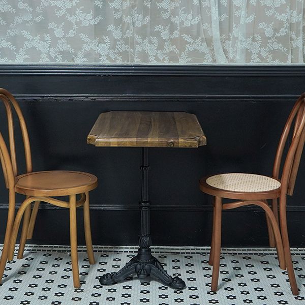 Industrial Kitchen Dining Table Solid Wood Table with Black Metal Pedestal Base