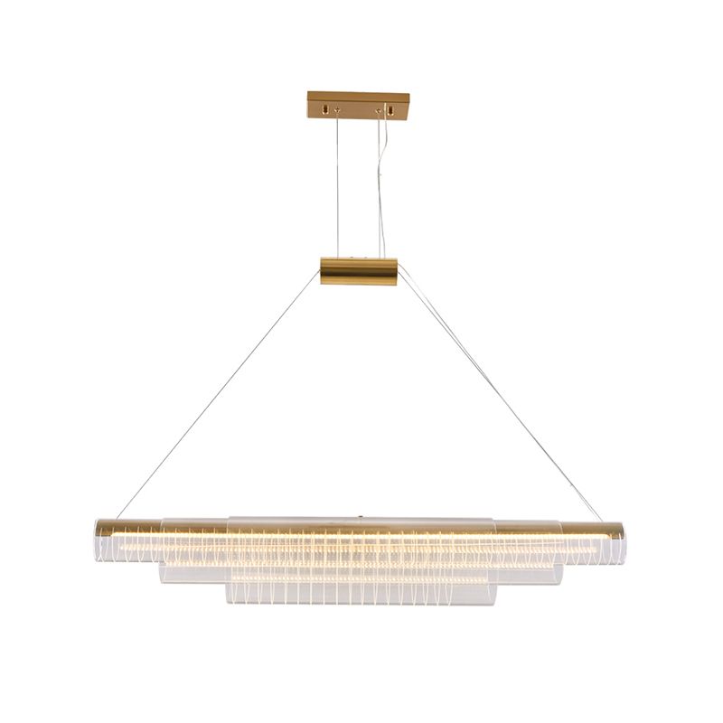 Modern Simple Glass Island Pendant 1 Light Island Light in Gold for Restaurant
