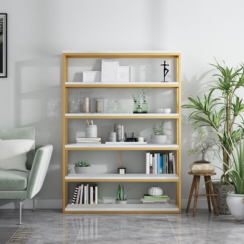 Glam Antique Finish Shelf Bookcase Metal Bookshelf with Rectangular Shelves