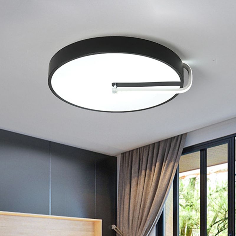 Simple Drum Flush Mount Lighting Metal LED-Schlafzimmer Nahe an Deckenlampe in Schwarz, 16 "/19.5" Breite