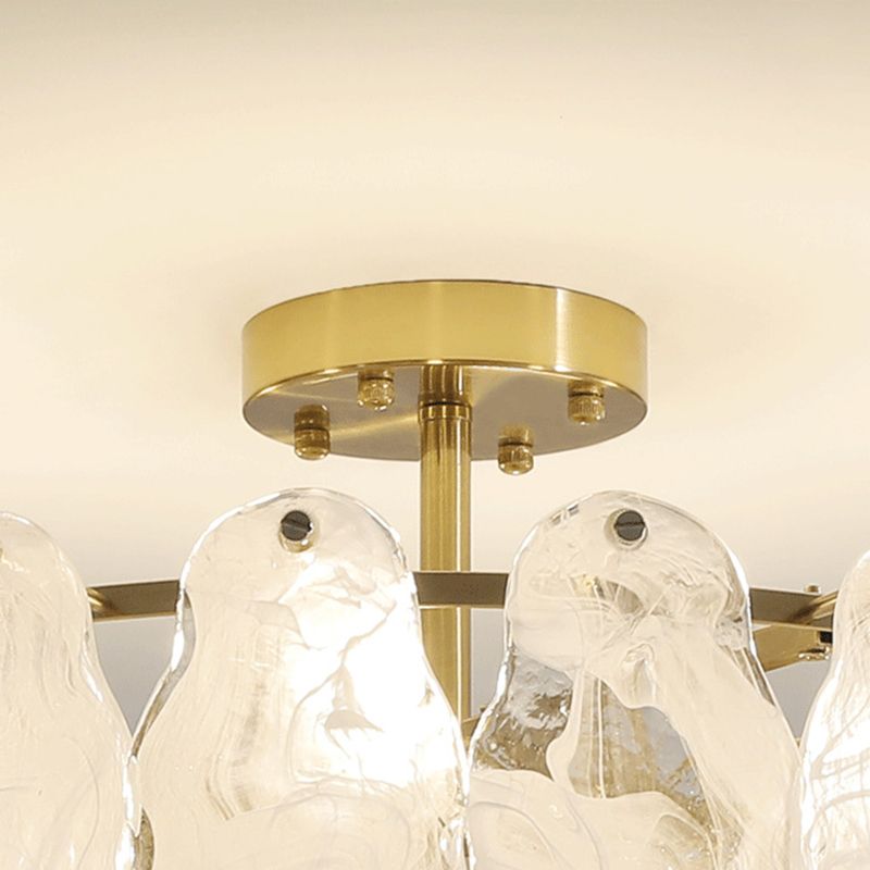 Semi Mount Lighting Vintage Drum Glass Semi Flush Light Fixture