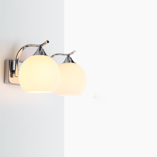 White Globe Shaded Wall Light Modern Glass Lighting for Home