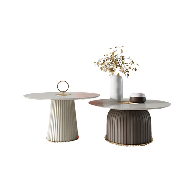 Modern Style Ceramic Veneer Material Design Coffee Table with Circular Shape