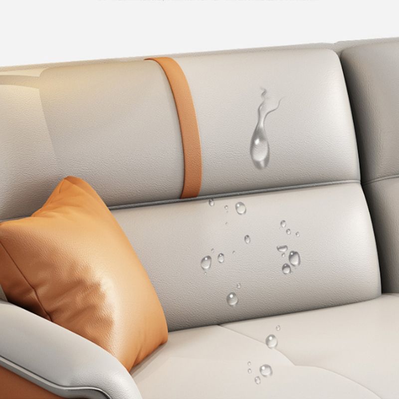 35.43" Wide Contemporary Sofa Faux Leather with Pillow Top Arm Cushions Sofa