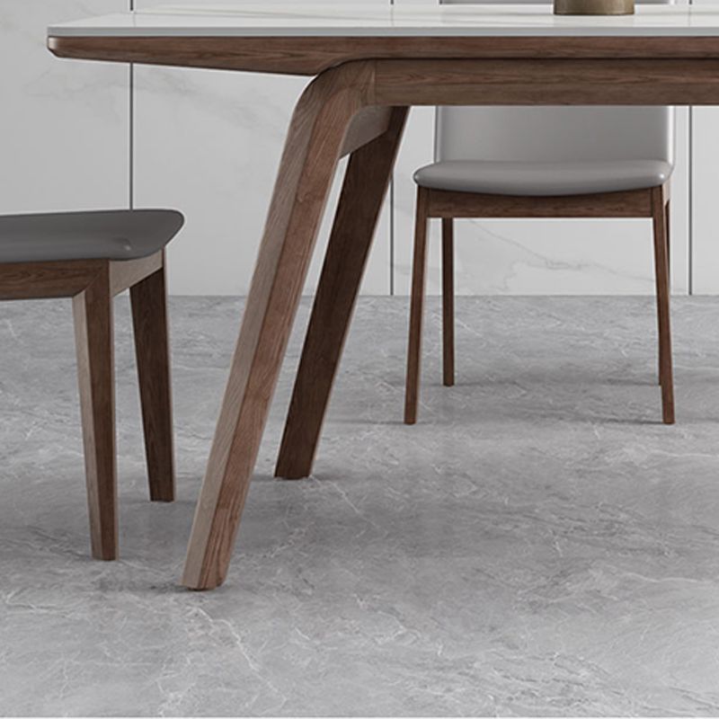 Rectangle Table Medieval Modern Sintered Stone Top Dining Table with Wooden Base