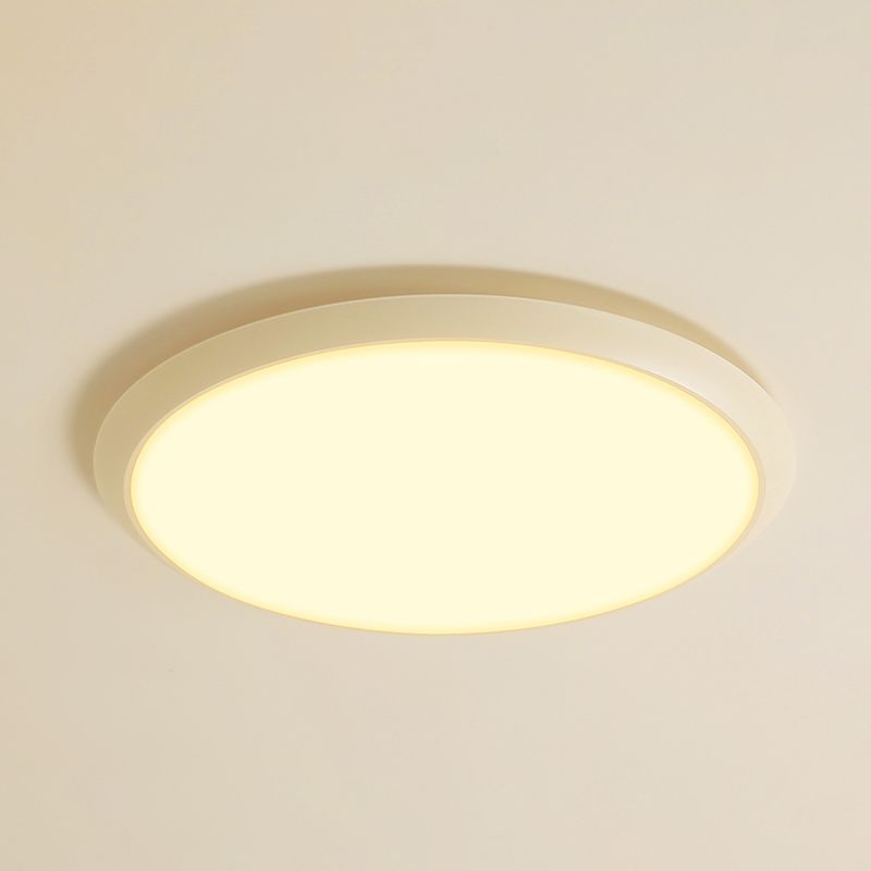 Lámpara de techo empotrada de forma redonda de metal, iluminación empotrada de 1 luz de estilo moderno en blanco