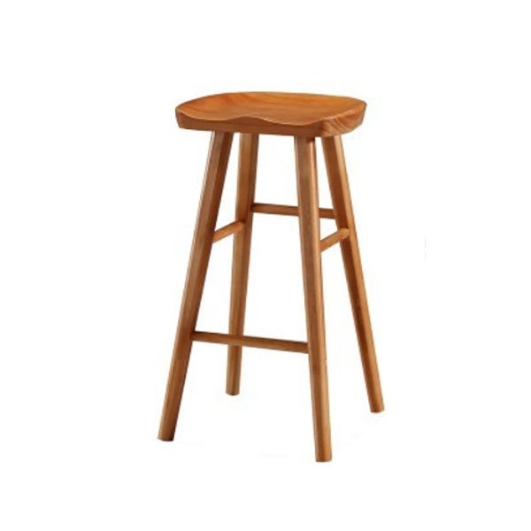 Modern Footrest Counter Chair Saddle Seat Solid Wood Bar Stool in Coffee Shop
