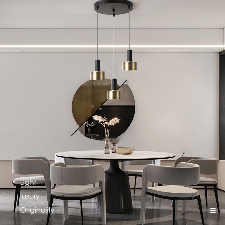 Lampe suspendue noire à 3 légers dans un pendentif en métal de style luxe moderne Lumière en métal pour salle à manger