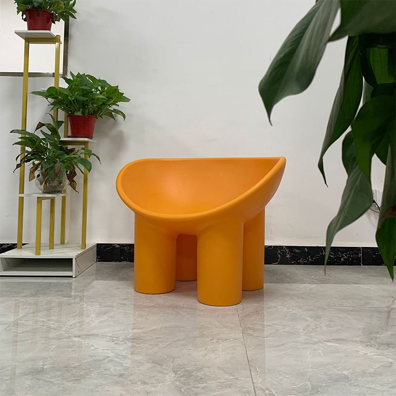 Modern Armless PP Accent Chair Bowl Shape Elephant Legs Papasan Chair