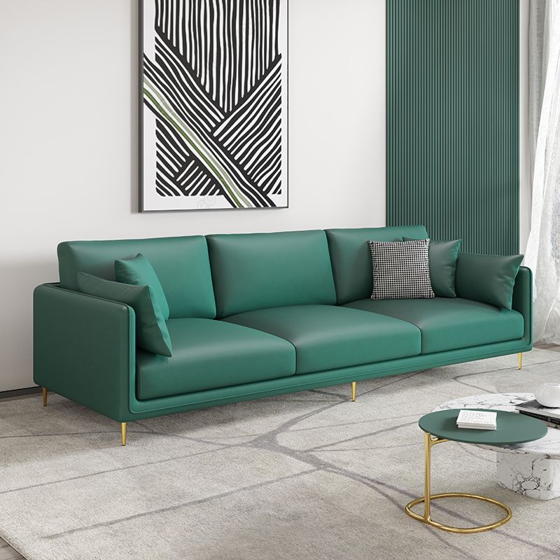 Faux Leather 3-seater Living Room Standard Cushions Glam Sofa