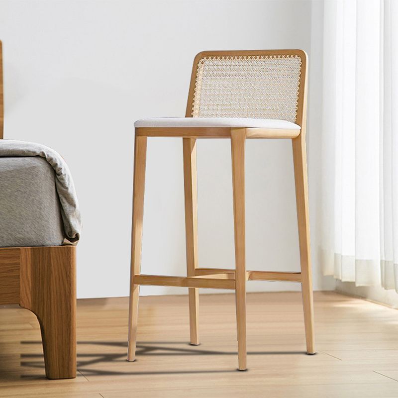 Solid Wood Counter Height Stools with Footrest for Living Room