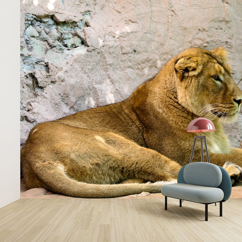 Contemporary Tropical Lion Mural Wall Decor Mildew Resistant Wall Art for Home Decor