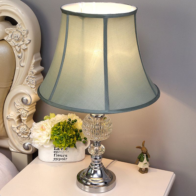 1 tête de salle à manger lampe de bureau nordique Blue Task Light avec une teinte en tissu de cloche lambrissé