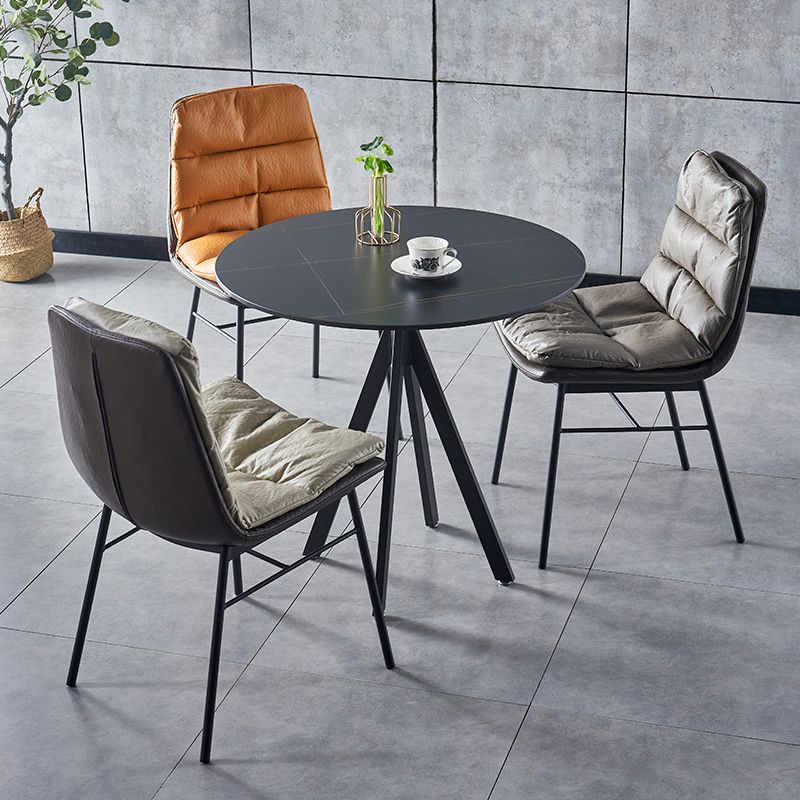 Modern Design Leather Dining Side Chair Upholstered Solid Back Armless Chairs