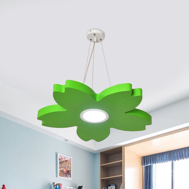 Red/Yellow/Blue Flower Chandelier Lamp Contemporary LED Metallic Ceiling Hang Fixture for Playing Room