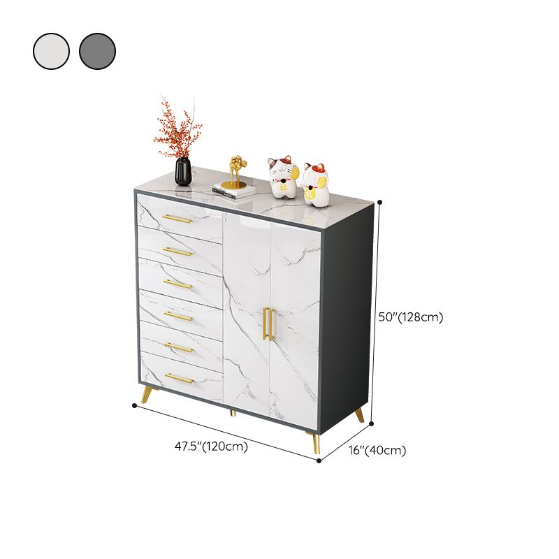 16" Wide Glam Storage Chest Stone Bedroom Chest in White with Drawers