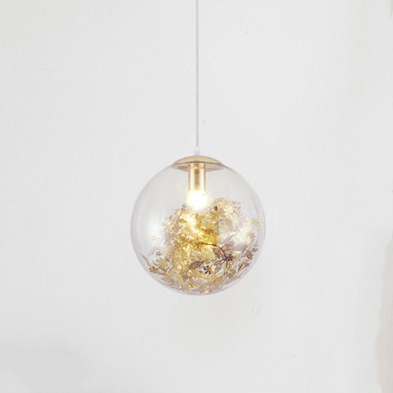 1 Light Orb Hanging Ceiling Light Modern Style Glass Hanging Lamp Kit