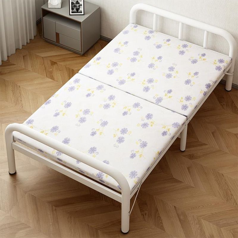 White Steel Folding Bed Contemporary Open-Frame Bed Set - 23.6" H
